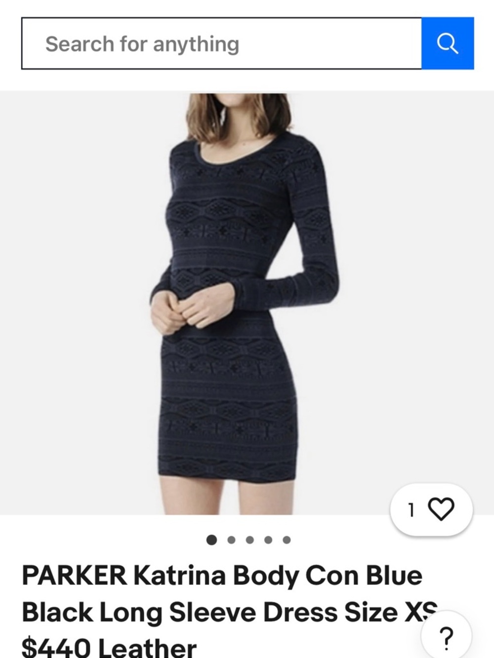 Parker Long Sleeve Fitted Knit Dress in Navy Black